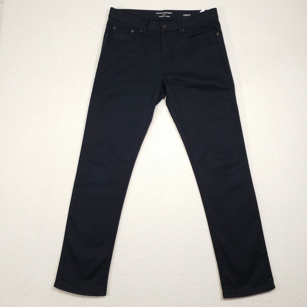 Banana Republic Traveler Pant Mens 31x32 Black Slim Fit Straight Stretch 494005